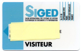 Carte Salon Badge SIGED 92 Card Karte (F 578) - Cartes De Salon Et Démonstration