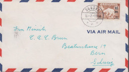 1956. GRØNLAND. Surcharge. 60 Øre/1 Kr. Single On Cover To Fru Minister Brun In Bern, Schweiz ... (Michel 38) - JF540049 - Covers & Documents