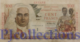 FRENCH ANTILLES 1 NOUVEAU FRANC ON 100 FRANCS 1961 PICK 1 VF W/PIN HOLES - Guyane Française