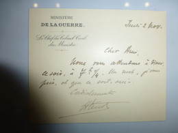 Ministère De La Guerre, Chef De Cabinet Herriot ? Vers 1900, Carte Autographe, Ref 1459 ; VP 02 - Historische Personen