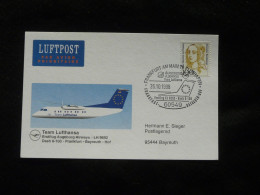 Lettre Premier Vol First Flight Cover Frankfurt Bayreuth Dash 8-100 Lufthansa / Augsburg Airways 1998 - Premiers Vols