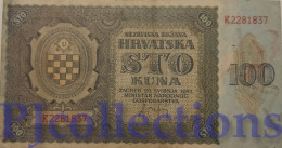 CROATIA 100 KUNA 1941 PICK 2a VF - Croatie