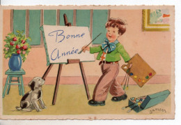 Carte Postale Ancienne Illustrateur Janser - Bonne Année - Peintre, Tableau - Janser