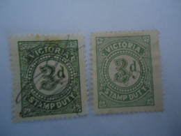 VICTORIA    2 USED STAMPS  STAMPS DUTY  DIFFERENT COLOURS - Andere & Zonder Classificatie