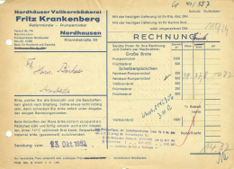 NORDHAUSEN DDR 1952 Rechnung " Fritz Krankenberg Reformbrote Pumpernickel Vollkornbäckerei " - Alimentaire