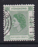 Hong Kong: 1954/62   QE II     SG180     15c   Green   Used - Gebraucht