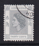 Hong Kong: 1954/62   QE II     SG183      30c   Grey    Used - Gebruikt