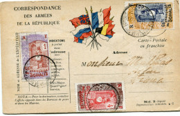 COTE FRANCAISE DES SOMALIS CARTE DE CORRESPONDANCE AUX ARMEES AVEC AFFR RECTO/VERSO DEPART DJIBOUTI 3 FEV 1921 POUR LA.. - Lettres & Documents