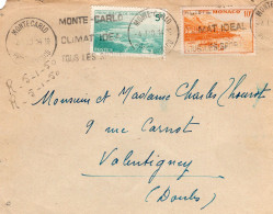 Lettre De Monte Carlo Pour Valentigney - Années50 - Postmarks