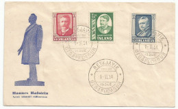 Iceland Island Mi.293/95 Complete Set On First Day Cover 1954 - FDC