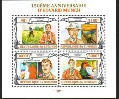 Burundi 2013 Norwegian Expressionist Painter Edward Monk's 150th Birthday Painting,MS MNH - Ungebraucht