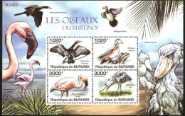 Burundi 2011 Birds Wading Birds Cormorant Whale Head Stork Small Flamingo,MS MNH - Ungebraucht