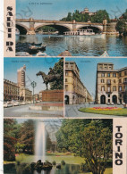 CARTOLINA  TORINO,PIEMONTE-SALUTI DA TORINO-PO E M. CAPPUCCINI-PIAZZA CASTELLO-VIA ROMA-STAZIONE P.NUOVA-VIAGGIATA 1981 - Places