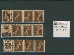 Timbres Publicitaire - PUc96 à 98** (Léopold III) Position / Combinatie A  Complet !  Loterie, Ostende-Dover - Neufs