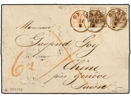 AUSTRIA. 1857 (Sept. 16). Entire Letter To CHÊNE (near Geneva Switzerland) Franked By 1850-54 Machine Paper 3kr. Red And - Autres & Non Classés