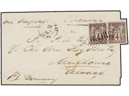 CHINA. 1880. SHAG-HAI To MULHOUSE (Alsace, Germany). Wrapper Circulated With Two 4 Cts. Lilac French Stamp (one With Tea - Andere & Zonder Classificatie