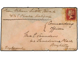 CANADA. 1867. 'A93' S.S. JAVA (Cunard). Partly Clear Numeral In Oval On Great Britain 1 P. Red Tied By Gum Staining On P - Andere & Zonder Classificatie