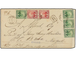 HAITI. 1888. JEREMIE A NEW YORK. Carta Certificada Circulada Con Dos Sellos De 1 Cto. Rojo Y Cuatro Sellos Del 5 Cts. Ve - Autres & Non Classés