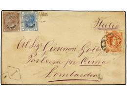 ARGENTINA. 1876 (8-Oct.). BUENOS AIRES A PORLEZZA (Italia). Sobre Circulado Con Sello Argentino De 5 Cts. Rojo Y Sellos  - Autres & Non Classés