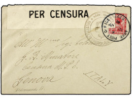 PALESTINA. 1918 (30-Julio). DESTACAMENTO ITALIANO DE PALESTINA. Sobre Circulado Desde PORT SAID A ITALIA Con Sello De Eg - Autres & Non Classés