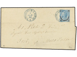 SAN MARINO. 1866 (Feb 3). Entire Letter Franked By Italy 1865 20c. On 15c. Blue Tied By Bold Strike Of REPUBLICA DI S. M - Andere & Zonder Classificatie