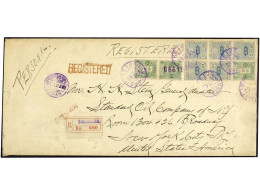 COREA. 1914 (Dec 19). Remarkable Large Cover At 56 Sen Registered Rate To New York, Bearing 1913-25 2s. Green, Pair And  - Other & Unclassified