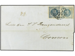 PERU. 1859. TACNA A COROCORO (Bolivia). 1 Dinero Azul Y 1 Dinero Azul Pálido. Mat. ADMON. PRAL. DE CORREOS / TACNA. Magn - Sonstige & Ohne Zuordnung