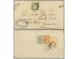 PERU. 1873. CALLAO A GÉNOVA. 1 Dinero Verde. Mat. De La B.P.O. C38. Tasada A La Llegada Con '23' Décimas Pagadas Con Sel - Other & Unclassified