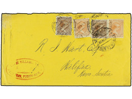 PUERTO RICO. 1893. S. JUAN A HALIFAX (Nova Scotia). 2 Cts. Castaño Rojo (2) Y 3 Cts. Naranja (2). Magnífico Franqueo Y R - Autres & Non Classés