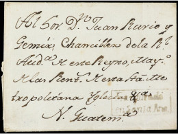 SALVADOR. (1800 Ca.). Envuelta Circulada A GUATEMALA. Marca FRANQUEADO/EN SANTA ANA. MUY RARA. - Andere & Zonder Classificatie