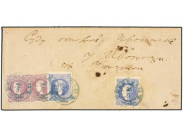 SERBIA. 1873 (26 Oct.). KNJAZEVAC To IVANOVAL. Two Second Printing 20 Pa. Blue Stamps Perf. 12 And Two 40 Pa. Purple Sta - Other & Unclassified