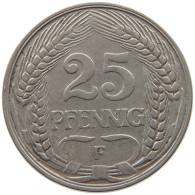 KAISERREICH 25 PFENNIG 1909 F  #t029 0183 - 25 Pfennig