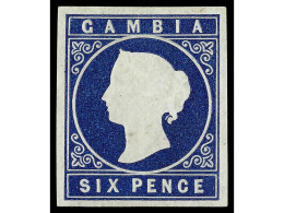 * GAMBIA. 1874. 6 P. Deep Blue. Yv. 4 Cat. 500€. SG.7. - Other & Unclassified