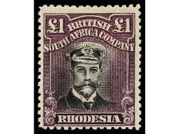 * RHODESIA. 1913. DIE III. 1 £ Black And Deep Blue. Perf. 14. Yv. 57. SG.279. Stanley Gibbons.600£. - Other & Unclassified