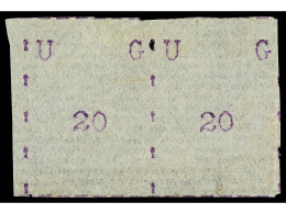(*) UGANDA. 1895. 20 C. Violet, Narrow Letters, Narrow Stamps, Horizontal Pair, Very Nearly Complete Dividing Lines All  - Other & Unclassified