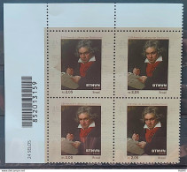 C 3915 Brazil Stamp 250 Years Of Ludwig Van Beethoven Music 2020 Block Of 4 Bar Code - Neufs