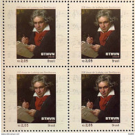C 3915 Brazil Stamp 250 Years Of Ludwig Van Beethoven Music 2020 Block Of 4 - Neufs