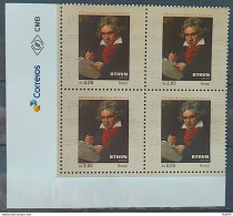 C 3915 Brazil Stamp 250 Years Of Ludwig Van Beethoven Music 2020 Block Of 4 Vignette Correios - Neufs