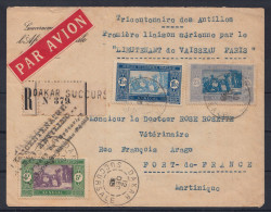 TRICENTENAIRE Des ANTILLES - Hydravion "'LIEUTENANT De VAISSEAU PARIS" - 1er Vol DAKAR-FORT De FRANCE 12.12.35. - 1935 Tricentenaire Des Antilles