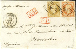 PC 357 / N° 21 + 23 Càd T 15 BAYEUX (13) Sur Lettre Adressée Au Consul De France à Jérusalem. Au Verso, Càd De Passage J - 1849-1876: Klassik