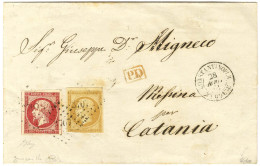 PC 3707 / N° 13 (filet Effleuré) + 17 Belle Nuance Groseille Belles Marges Càd CONSTANTINOPLE / TURQUIE Sur Lettre Pour  - Maritime Post