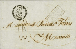 Càd T 22 JAFFA / SYRIE 20 FEVR. 55 Sur Lettre Avec Texte Daté 1855 Pour Marseille. Au Recto, Griffe Encadrée Rouge PAQUE - Poste Maritime