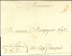 Lettre Avec Texte Daté De Marseille Le 29 Mars 1792 Pour Le Cap Français. Au Recto, Marque De Provenance Cintrée Rouge C - Marques D'entrées