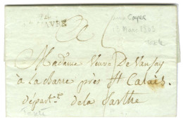 Lettre Avec Texte Daté Du Cap Le 13 Mars 1803 Pour Saint Calais. Au Recto, Marque Postale D'entrée 74 / LE HAVRE. - TB. - Marques D'entrées