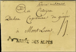 ARMEE DES ALPES Sur Lettre Avec Texte Daté De Gleyzolles Ce 3 Fructidor An 2 Pour Mont Lion. - SUP. - R. - Marques D'armée (avant 1900)