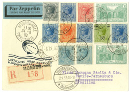 Zeppelin Sur Carte Postale Recommandée Avec Càd MONACO-VILLE / PRINCIPAUTE 24-8-33, Càd De Transit FRIEDRISCHSHAFEN 2.9. - Autres & Non Classés