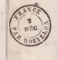 DDFF 517 - Lettre TP 14 De France MEZIERES 1858 - Marque D'entrée Belge FRANCE PAR BOUILLON En Noir - Bureaux De Passage