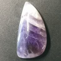 Cabochon "dentelle" D'améthyste Et Agate Naturel - Brésil - 15.35 Carats - 24.5 X 13 X 6 Mm - Amethyst