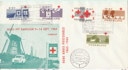 Netherlands Cover Auto-Postkantoor 9-9-1963 RED CROSS Complete Set Of 5 With Cachet - Covers & Documents