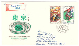 PRAGUE 10 SEPTEMBRE 1964 RECOMMANDE COMMEMORANT JO TOKYO - Lettres & Documents